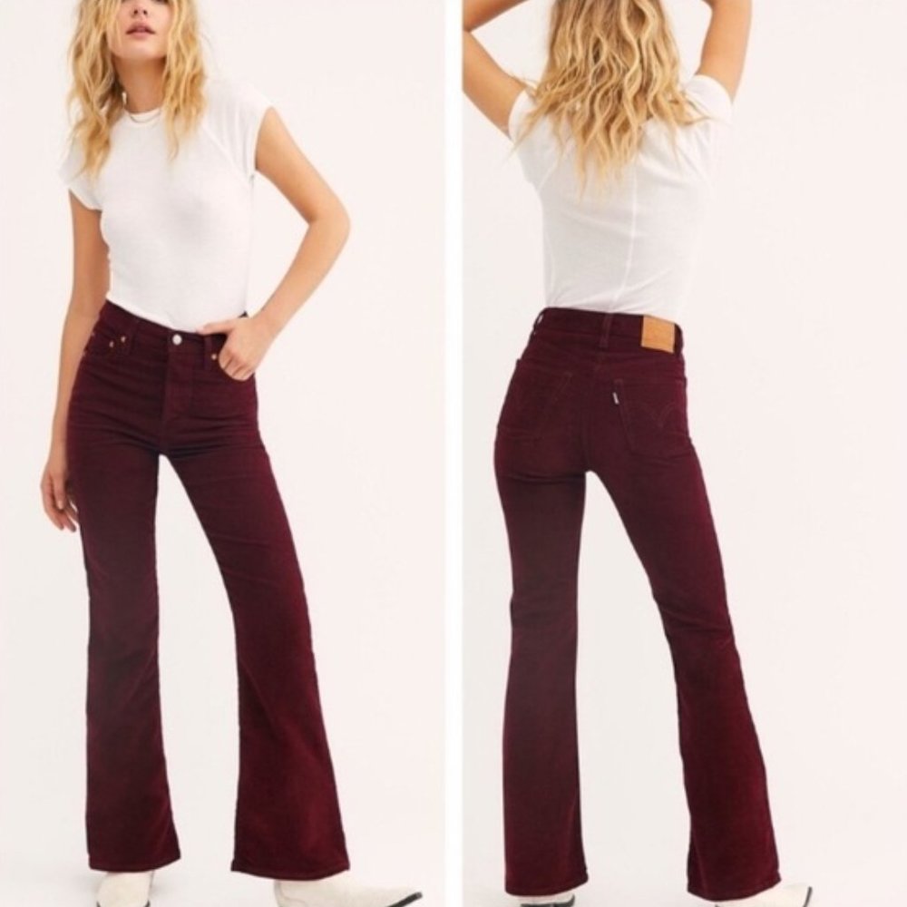 LEVIS RIBCAGE FLARE SHIRAZ CORDUROY JEANS NWT 27 w